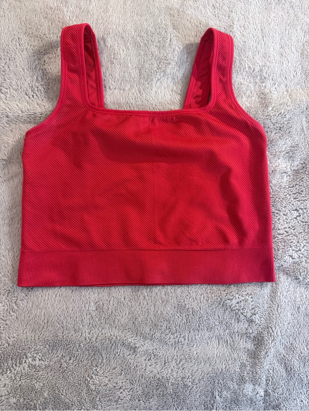 All in Motion Women's XL Red Ribbed Square Neck Sports Bra Crop Top
